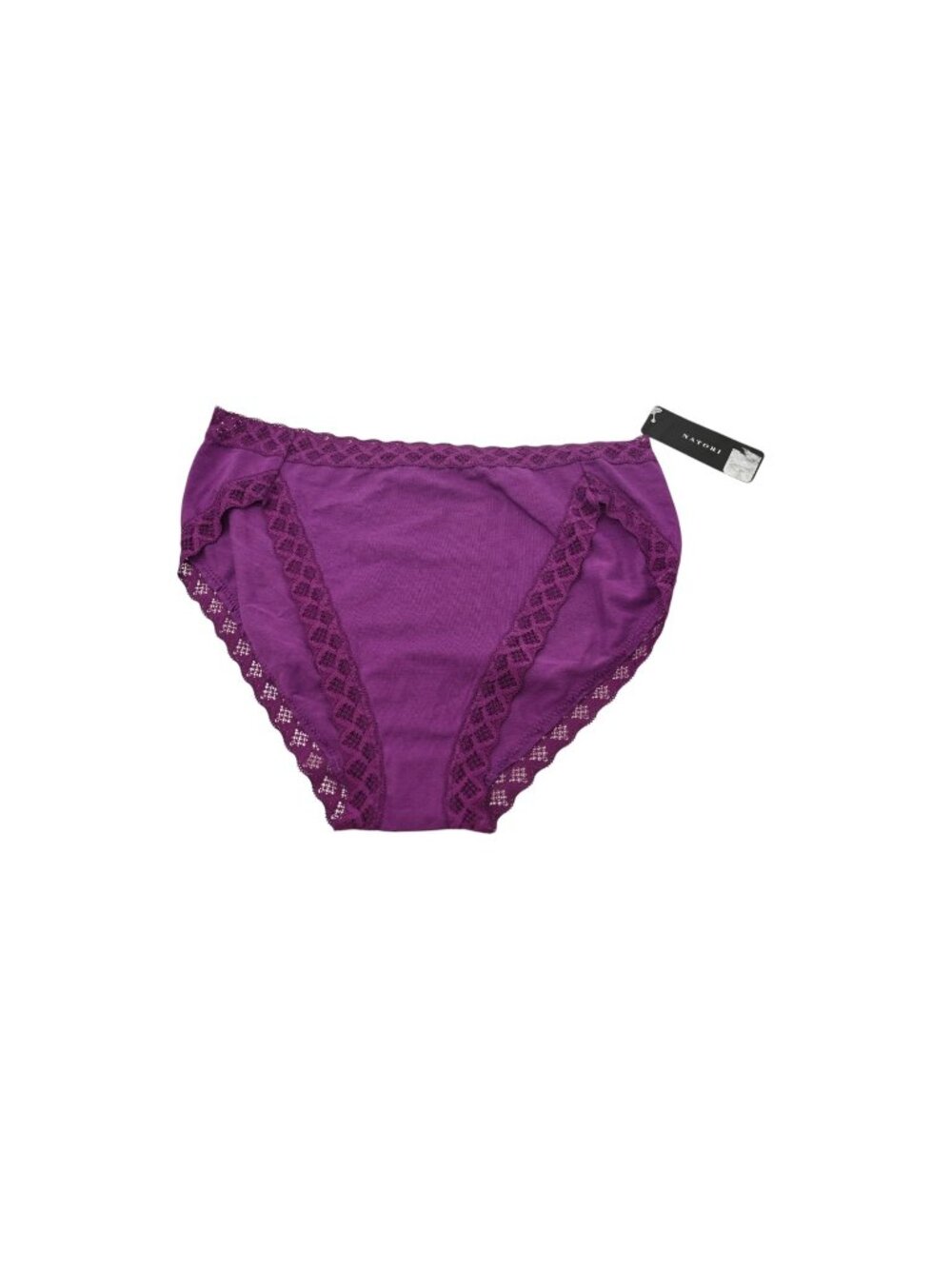 NWT Natori Bliss French Cut Brief Sz M Taro Purple Lace Trim Cotton 152058